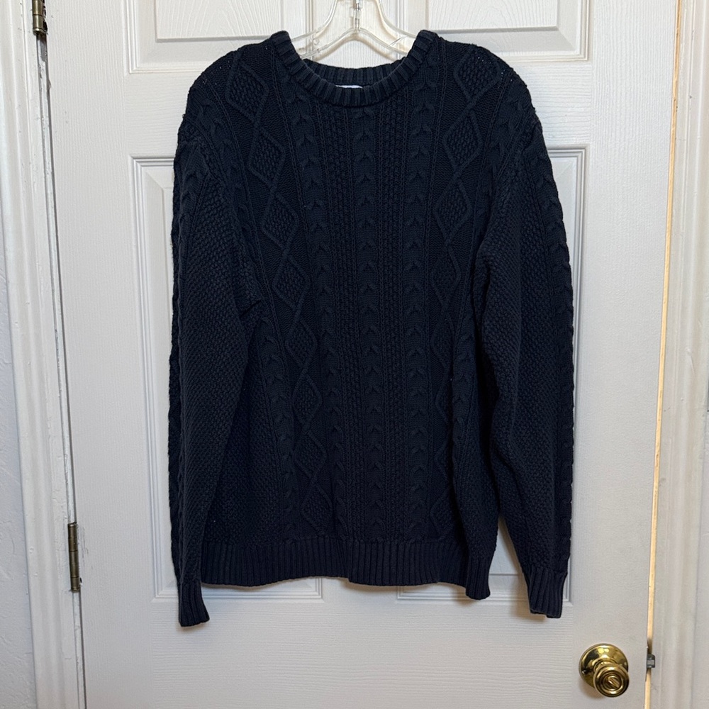 Men's Navy Cable Knit Sweater